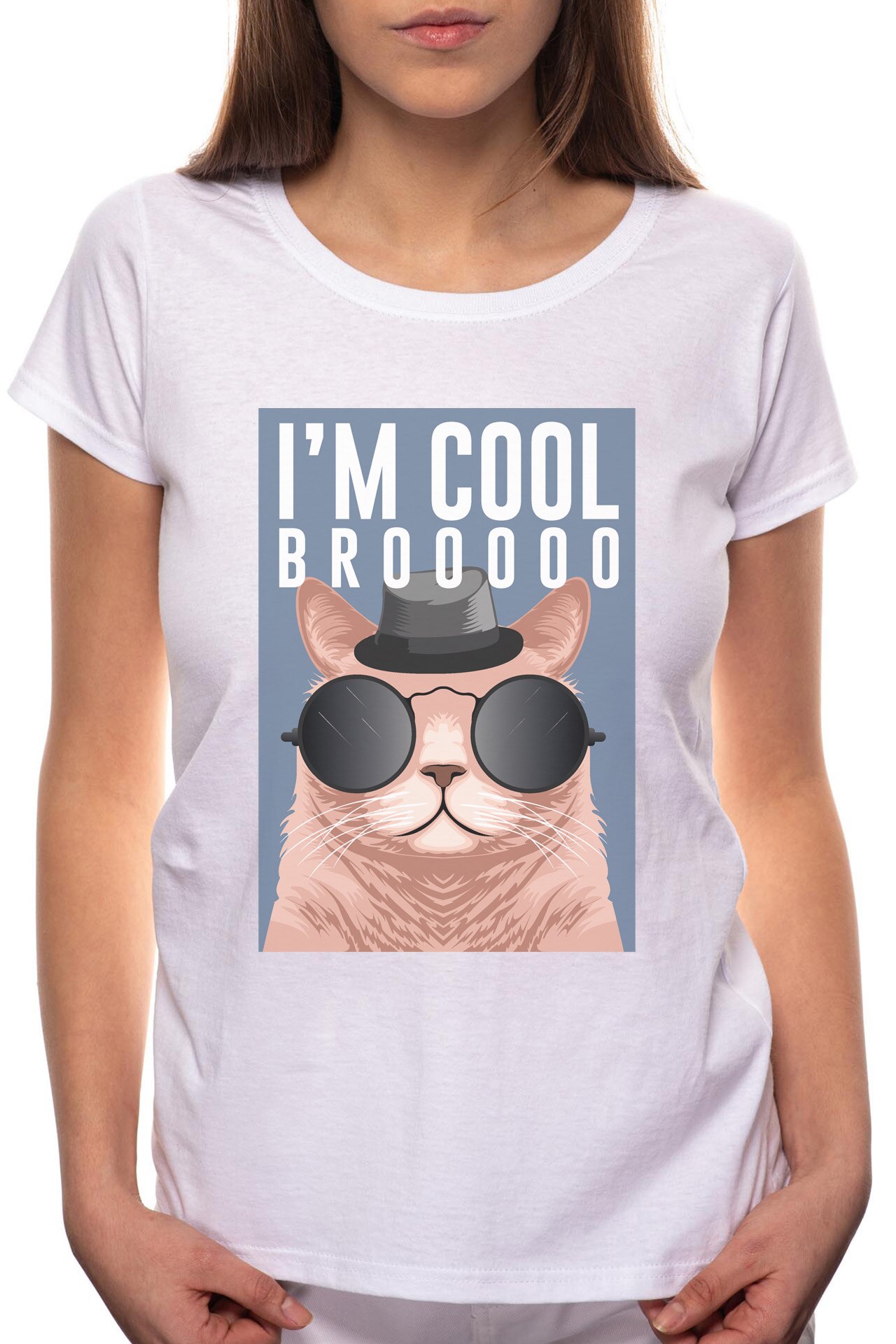 Tricou dama, I'm Cool, 100% Bumbac, R246, Alb