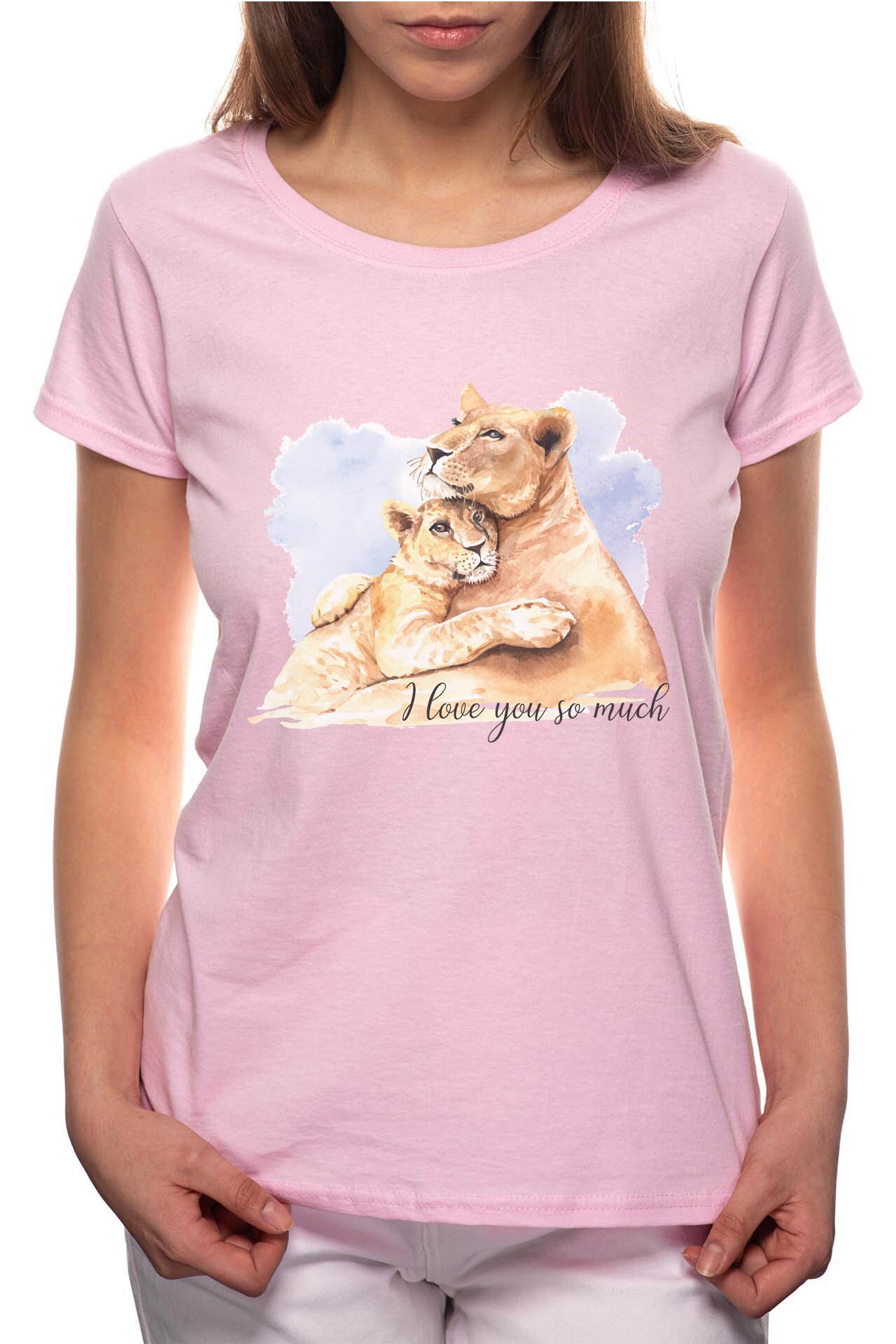 Tricou dama, Lion Love, 100% Bumbac, P241, Roz