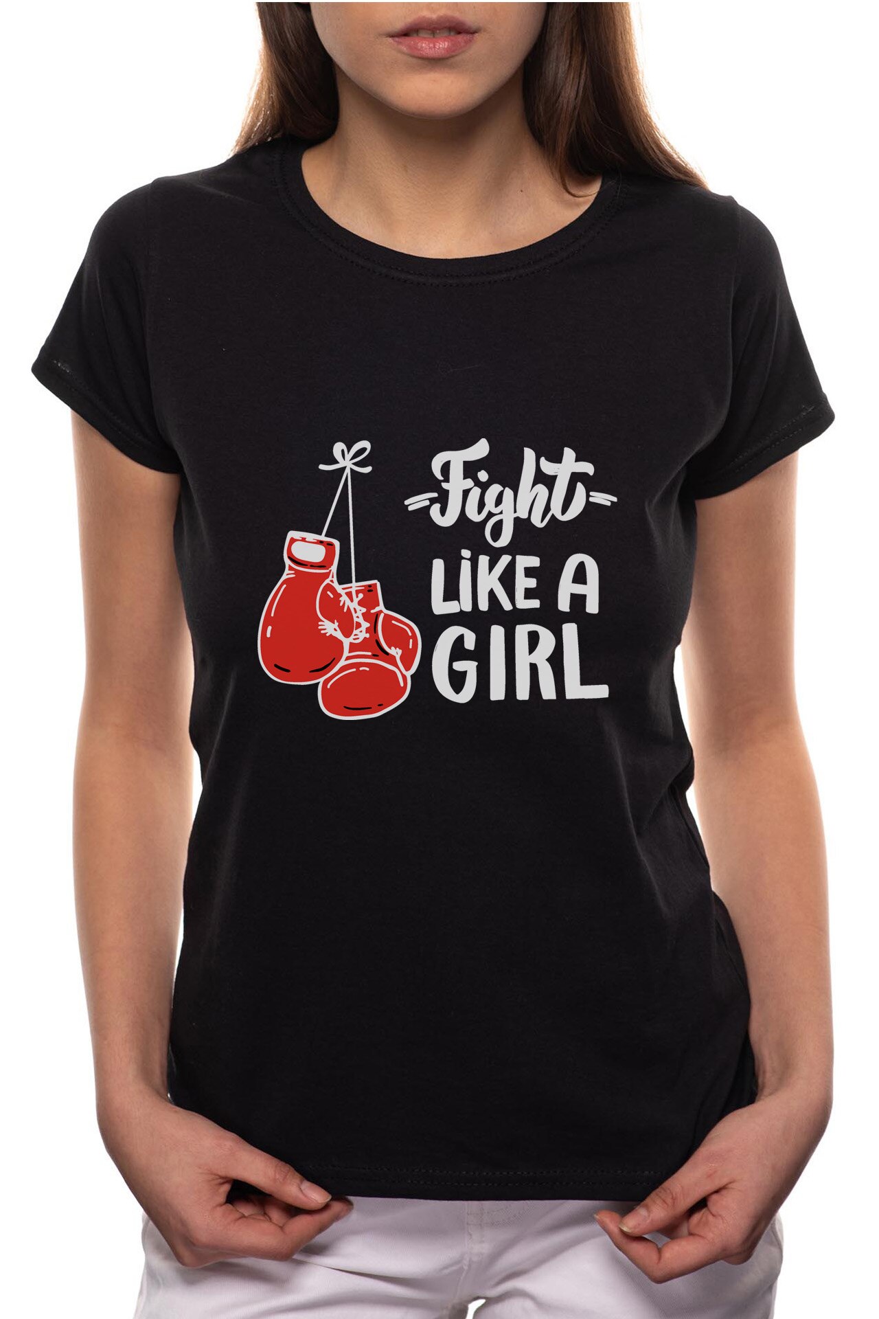 Tricou dama, Flight Like A Girl, 100% Bumbac, P242, Negru