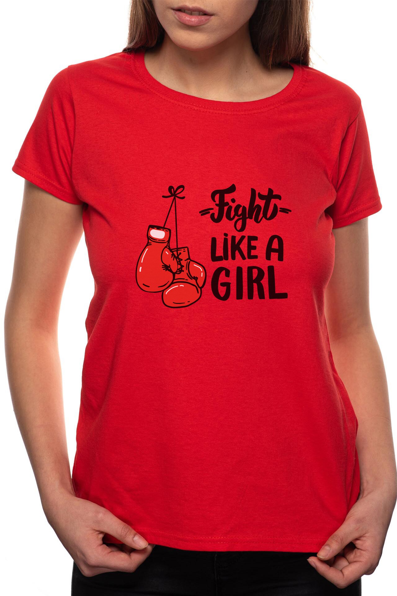 Tricou dama, Flight Like A Girl, 100% Bumbac, P242, Rosu