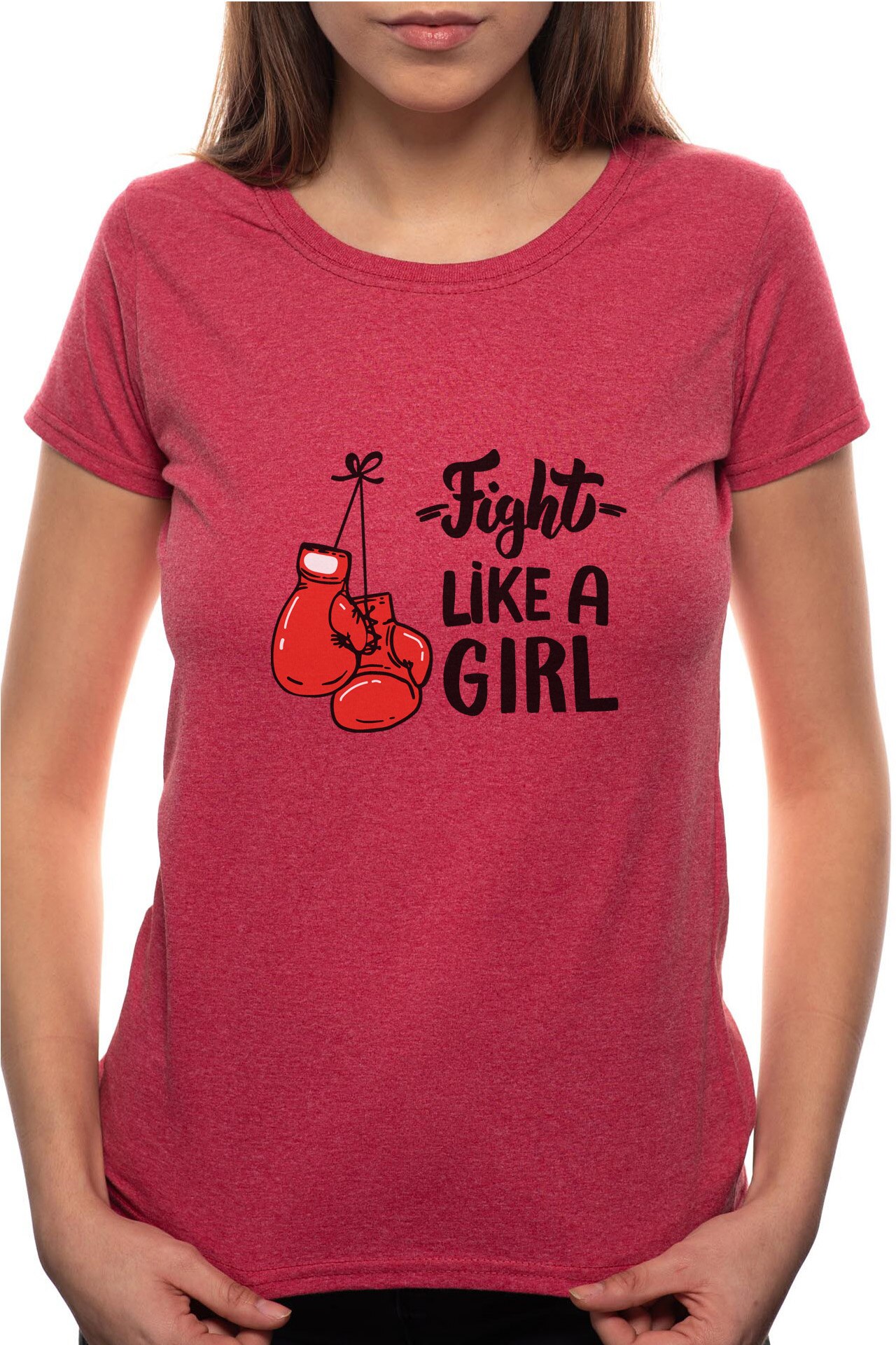 Tricou dama, Flight Like A Girl, 100% Bumbac, P242, Rosu Bordeaux