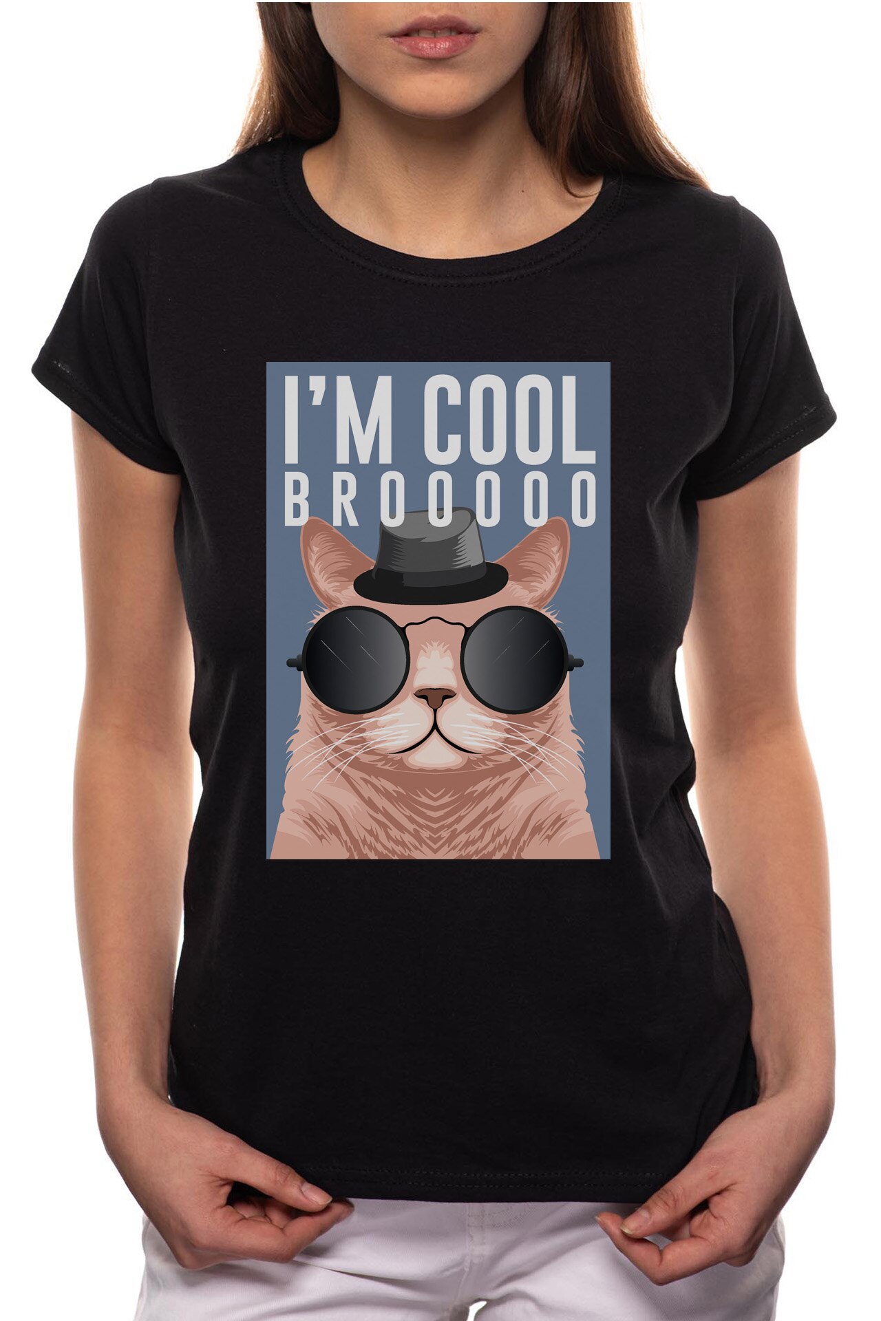 Tricou dama, I'm Cool, 100% Bumbac, R246, Negru