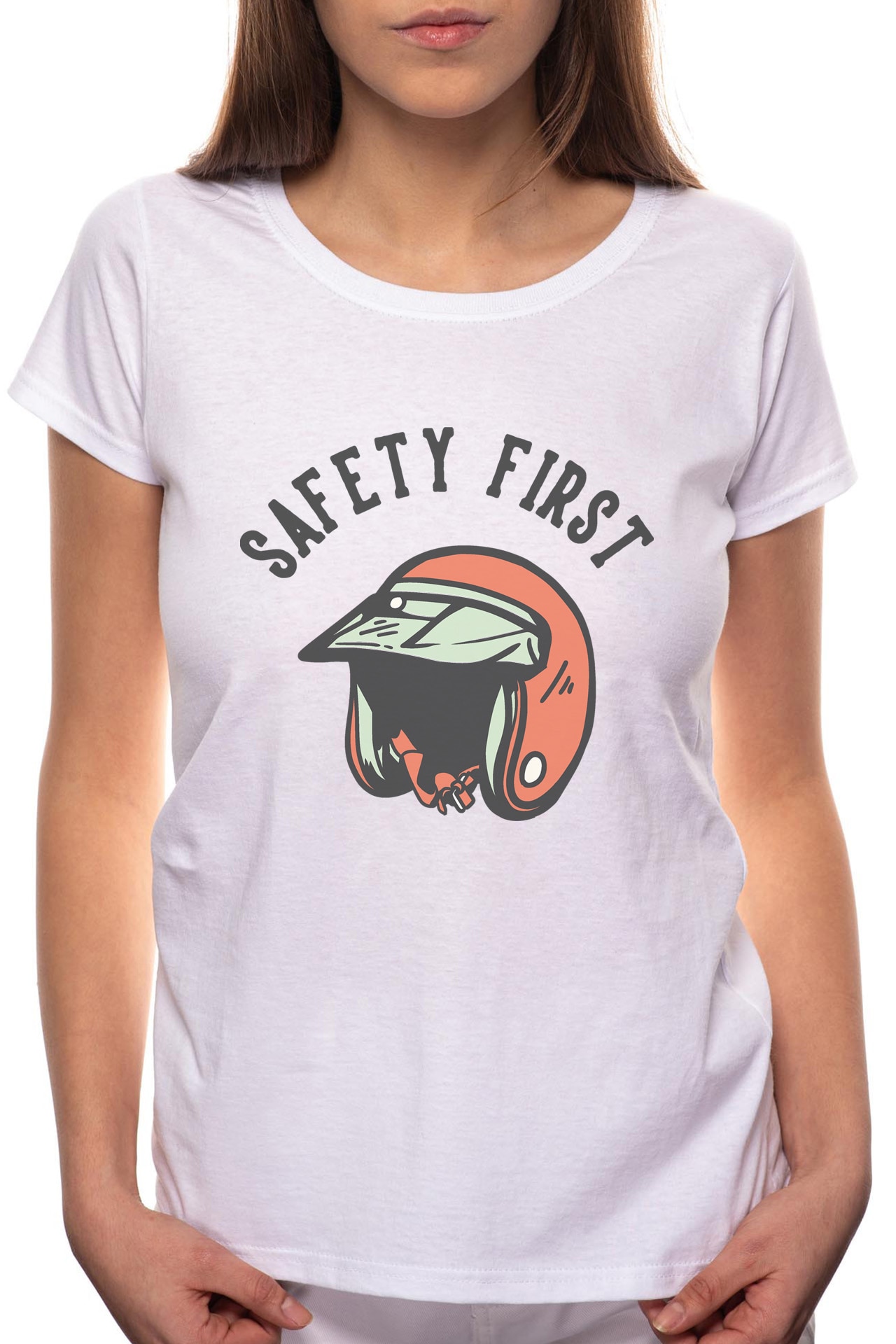 Tricou dama, Safety First, 100% Bumbac, W252, Alb