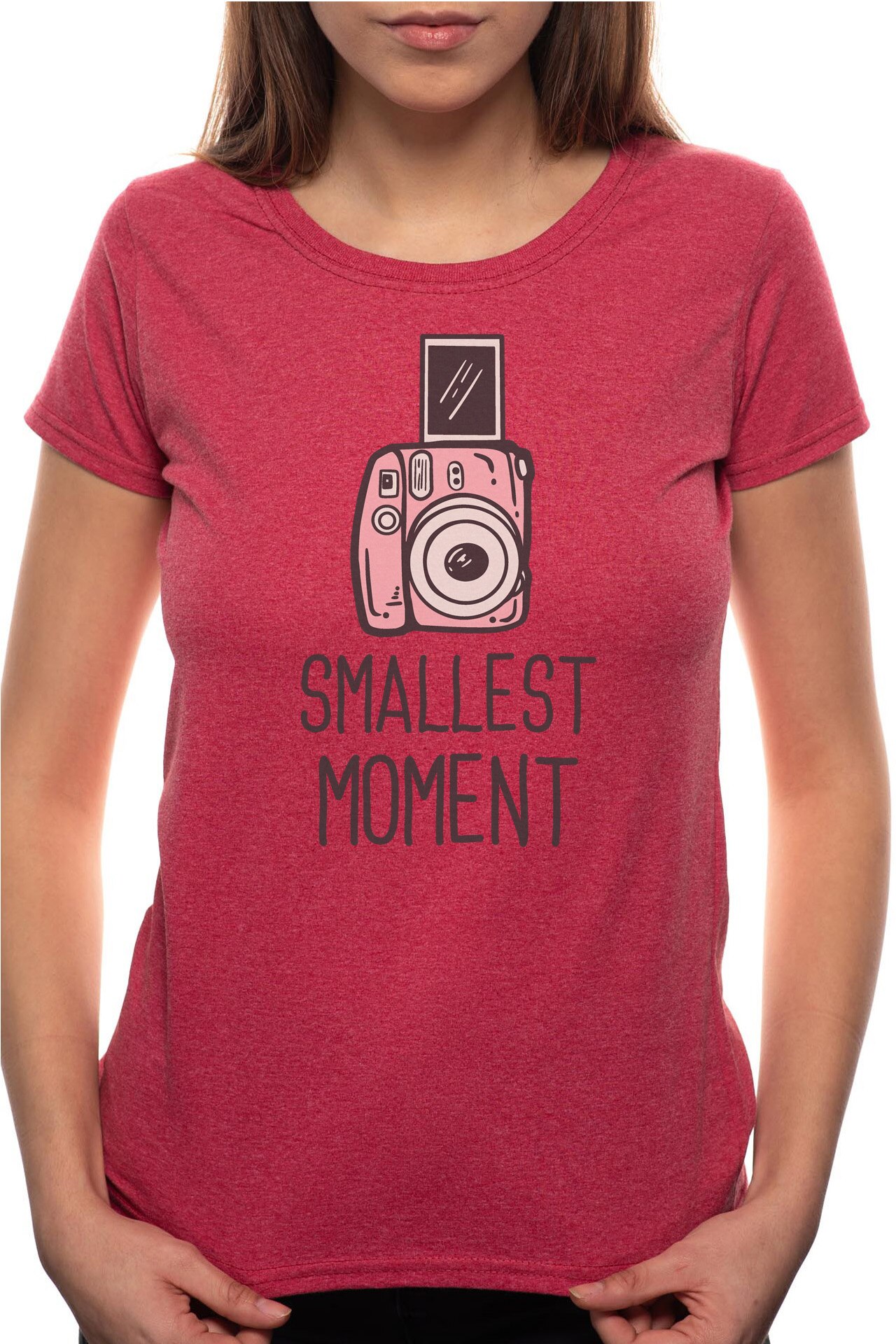 Tricou dama, Smallest Moment, 100% Bumbac, P251, Rosu Bordeaux