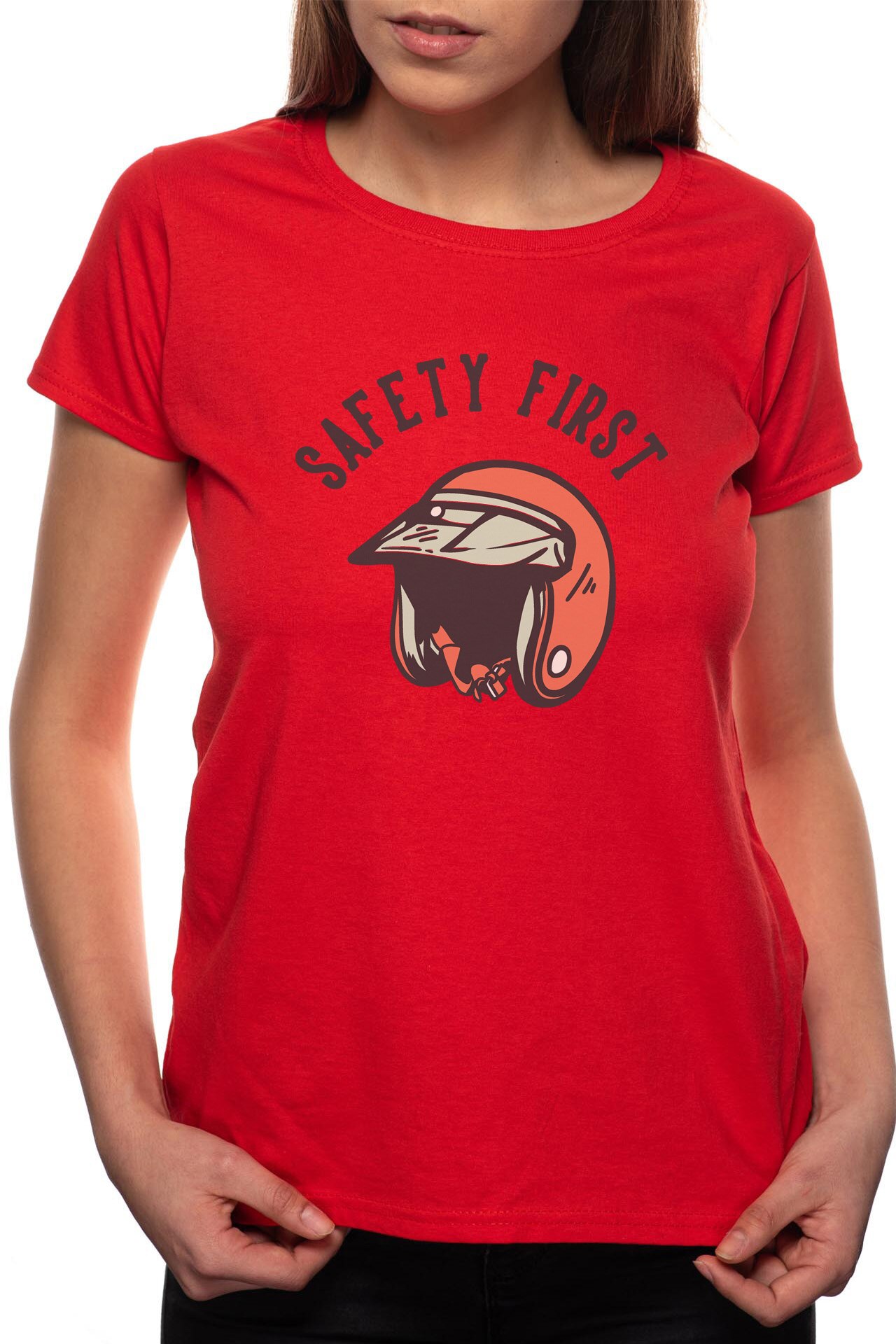 Tricou dama, Safety First, 100% Bumbac, W252, Rosu