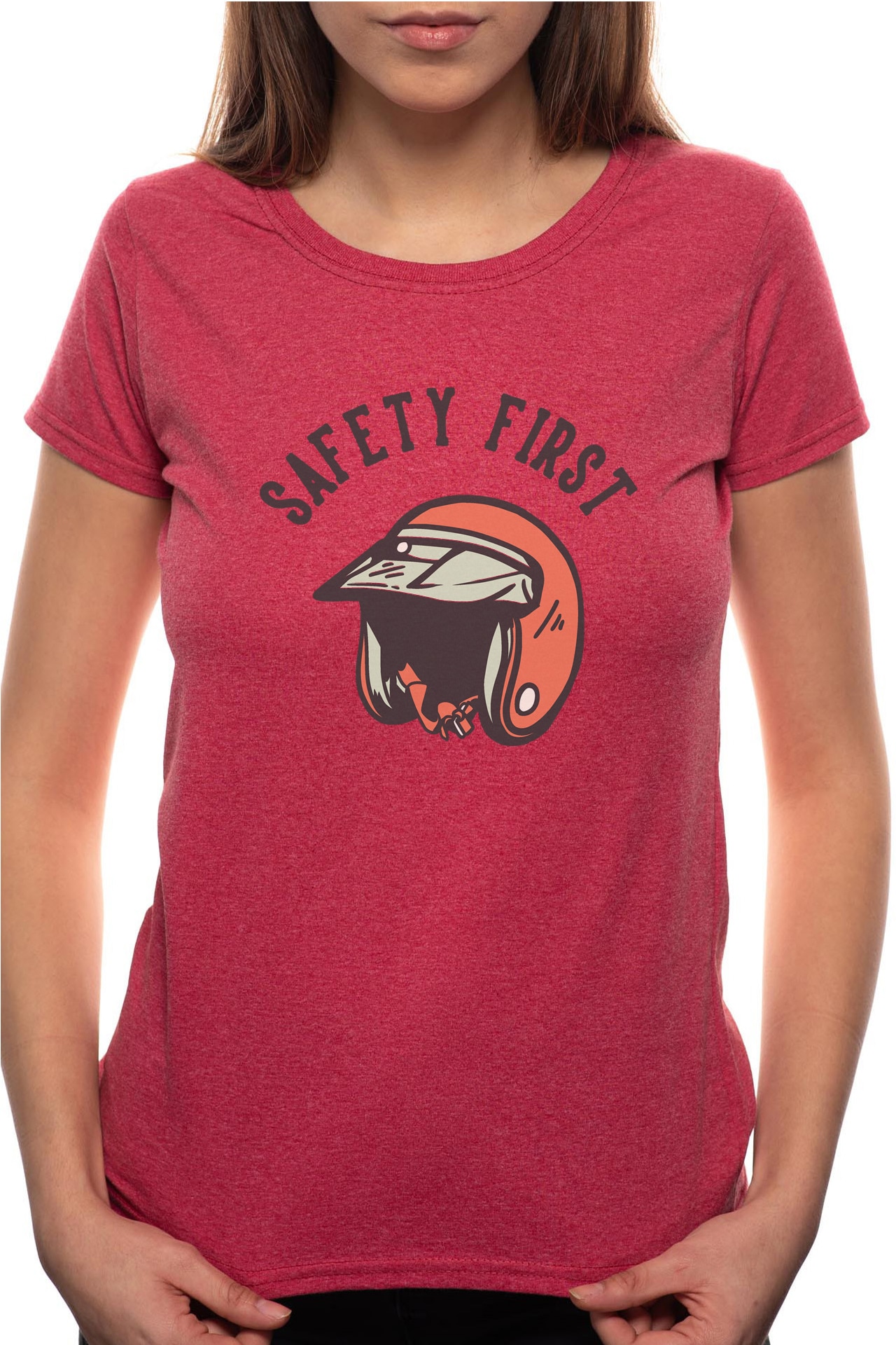 Tricou dama, Safety First, 100% Bumbac, W252, Rosu Bordeaux