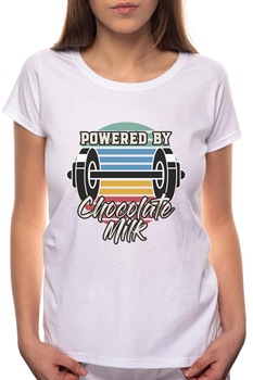 Tricou dama, Powered By, 100% Bumbac, R259, Alb Tricou dama, Powered By, 100% Bumbac, R259, Alb