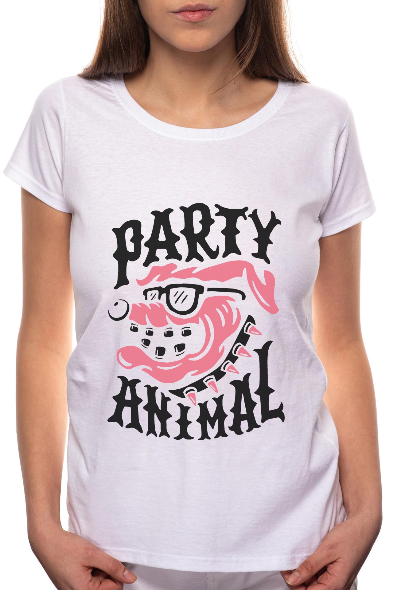 Tricou dama, Party Animal, 100% Bumbac, B260, Alb
