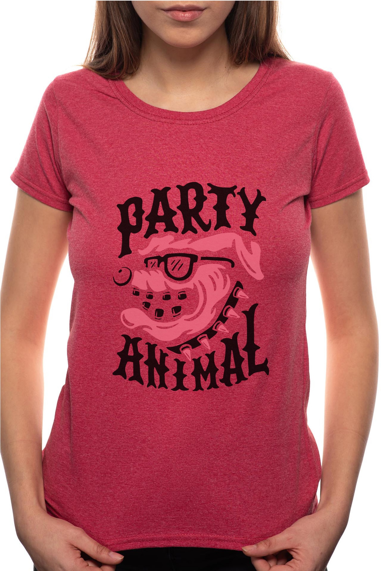 Tricou dama, Party Animal, 100% Bumbac, B260, Rosu Bordeaux