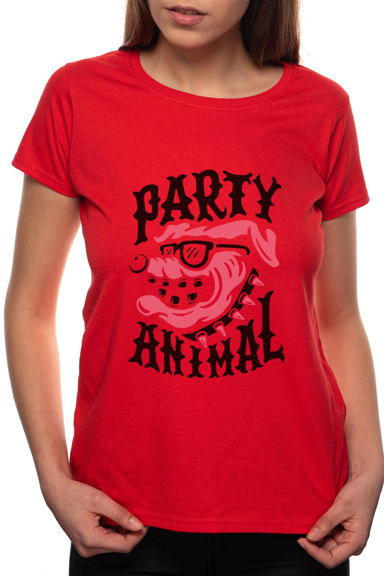 Tricou dama, Party Animal, 100% Bumbac, B260, Rosu