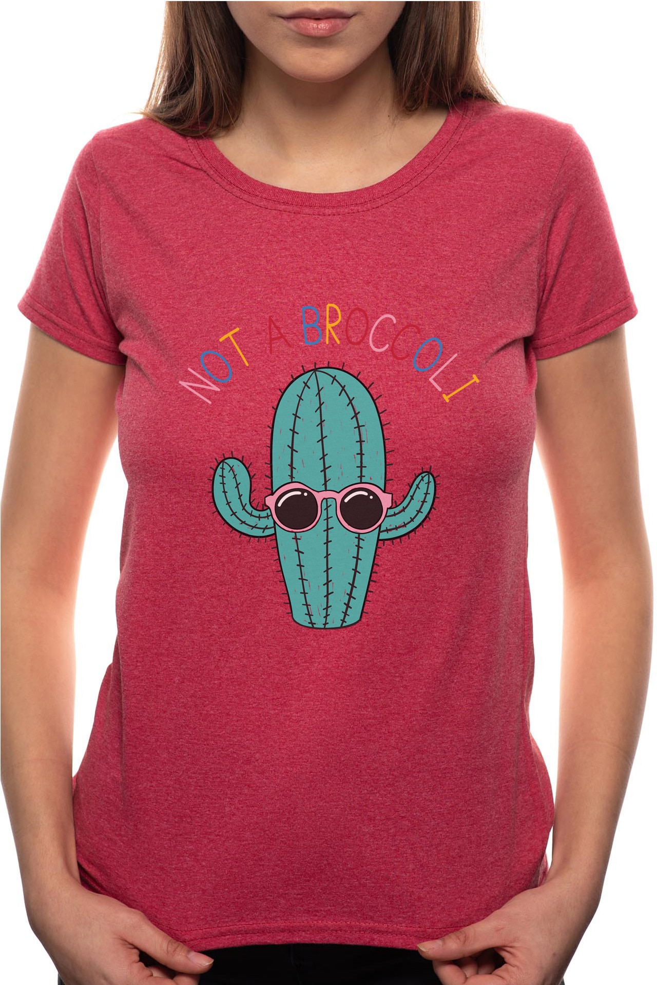 Tricou dama, Not A Broccoli, 100% Bumbac, P266, Rosu Bordeaux