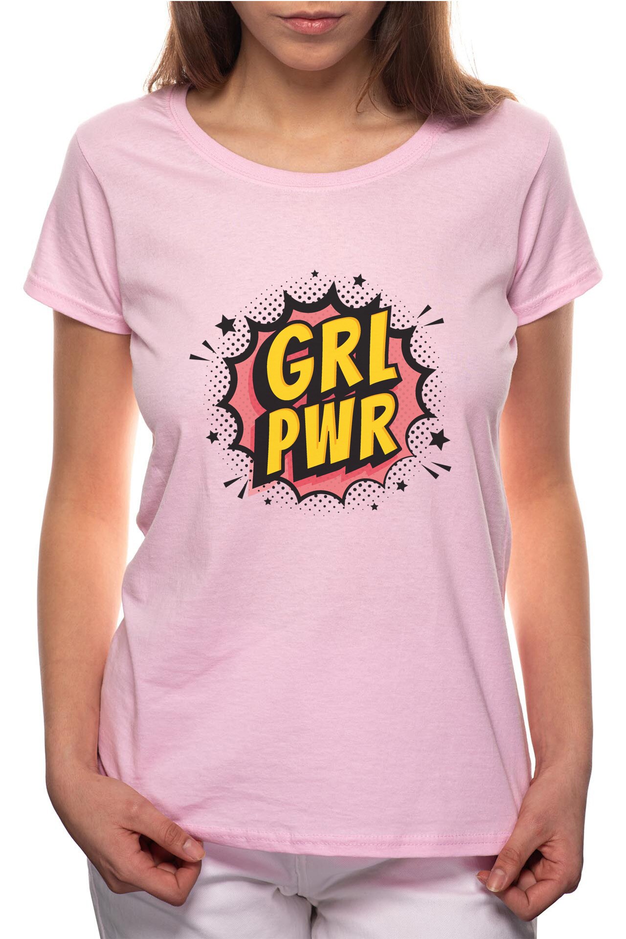 Tricou dama, Girl Power, 100% Bumbac, W271, Roz