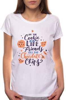 Tricou dama, Friends, 100% Bumbac, R281, Alb Tricou dama, Friends, 100% Bumbac, R281, Alb