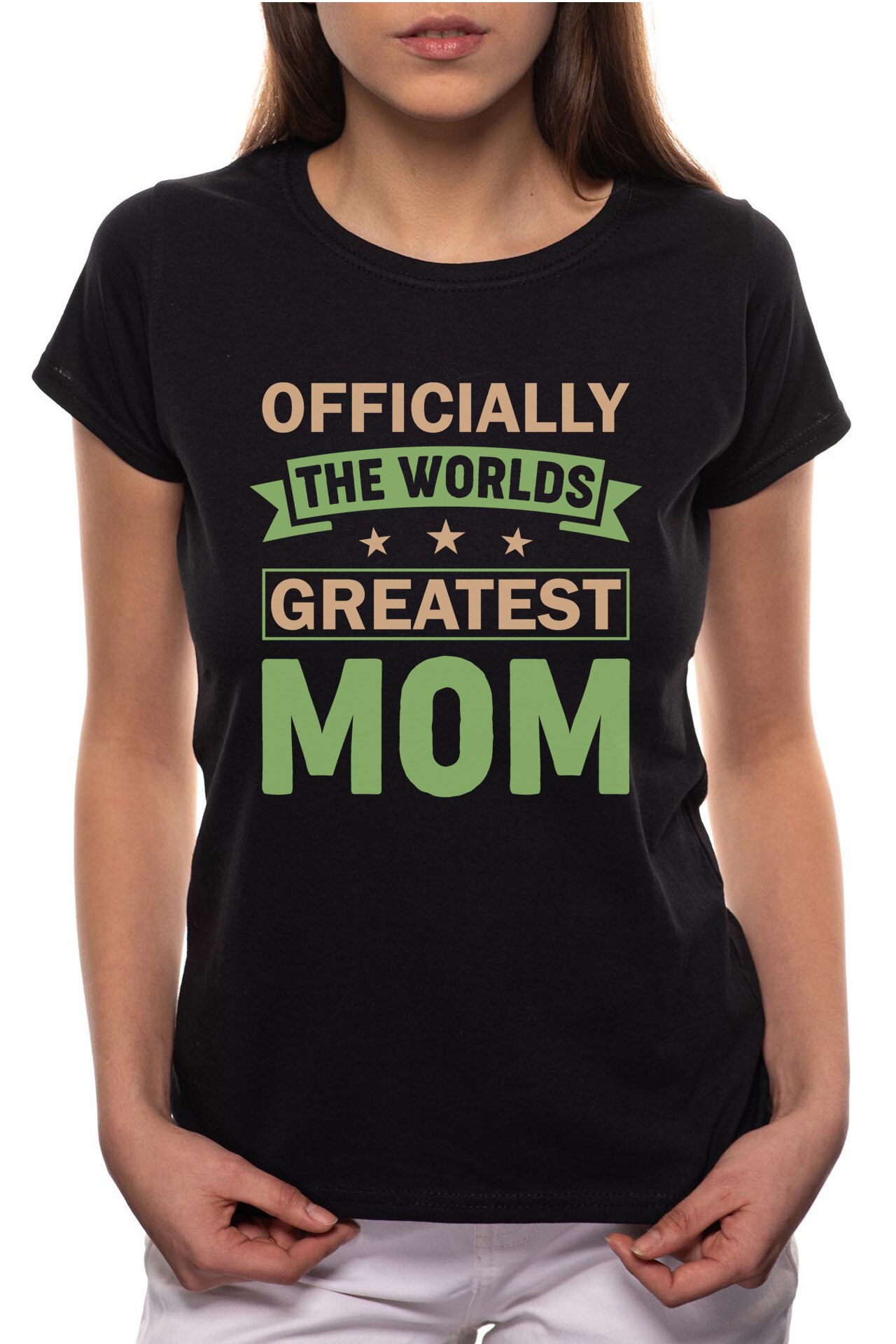 Tricou dama, Greatest Mom, 100% Bumbac, B286, Negru