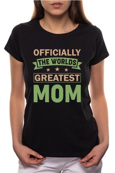 Tricou dama, Greatest Mom, 100% Bumbac, B286, Negru Tricou dama, Greatest Mom, 100% Bumbac, B286, Negru