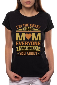 Tricou dama, Cheer Mom, 100% Bumbac, P287, Negru Tricou dama, Cheer Mom, 100% Bumbac, P287, Negru
