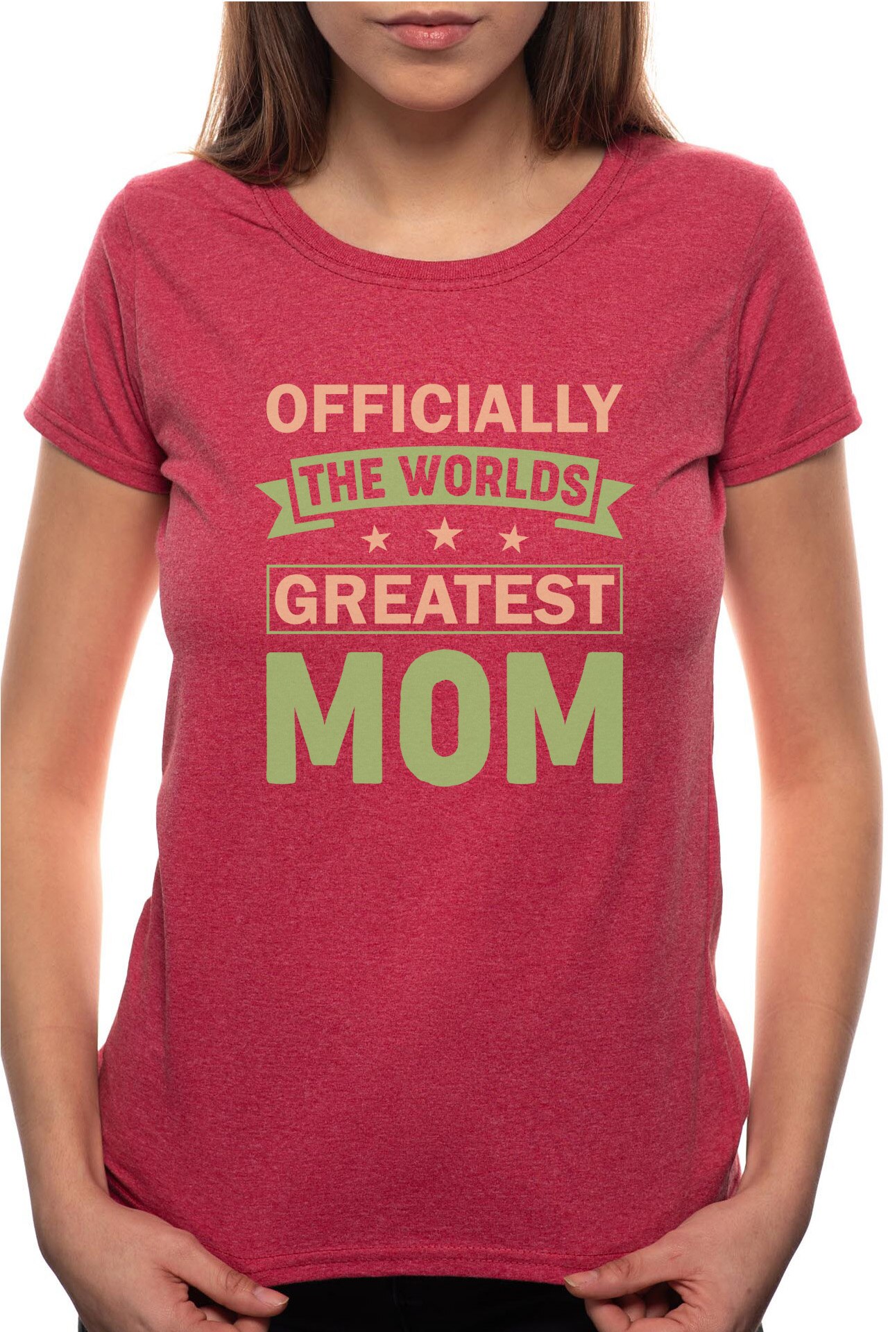 Tricou dama, Greatest Mom, 100% Bumbac, B286, Rosu Bordeaux