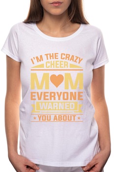 Tricou dama, Cheer Mom, 100% Bumbac, P287, Alb Tricou dama, Cheer Mom, 100% Bumbac, P287, Alb