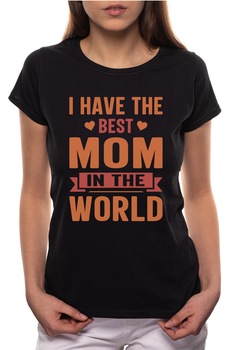 Tricou dama, Best Mom, 100% Bumbac, P288, Negru Tricou dama, Best Mom, 100% Bumbac, P288, Negru