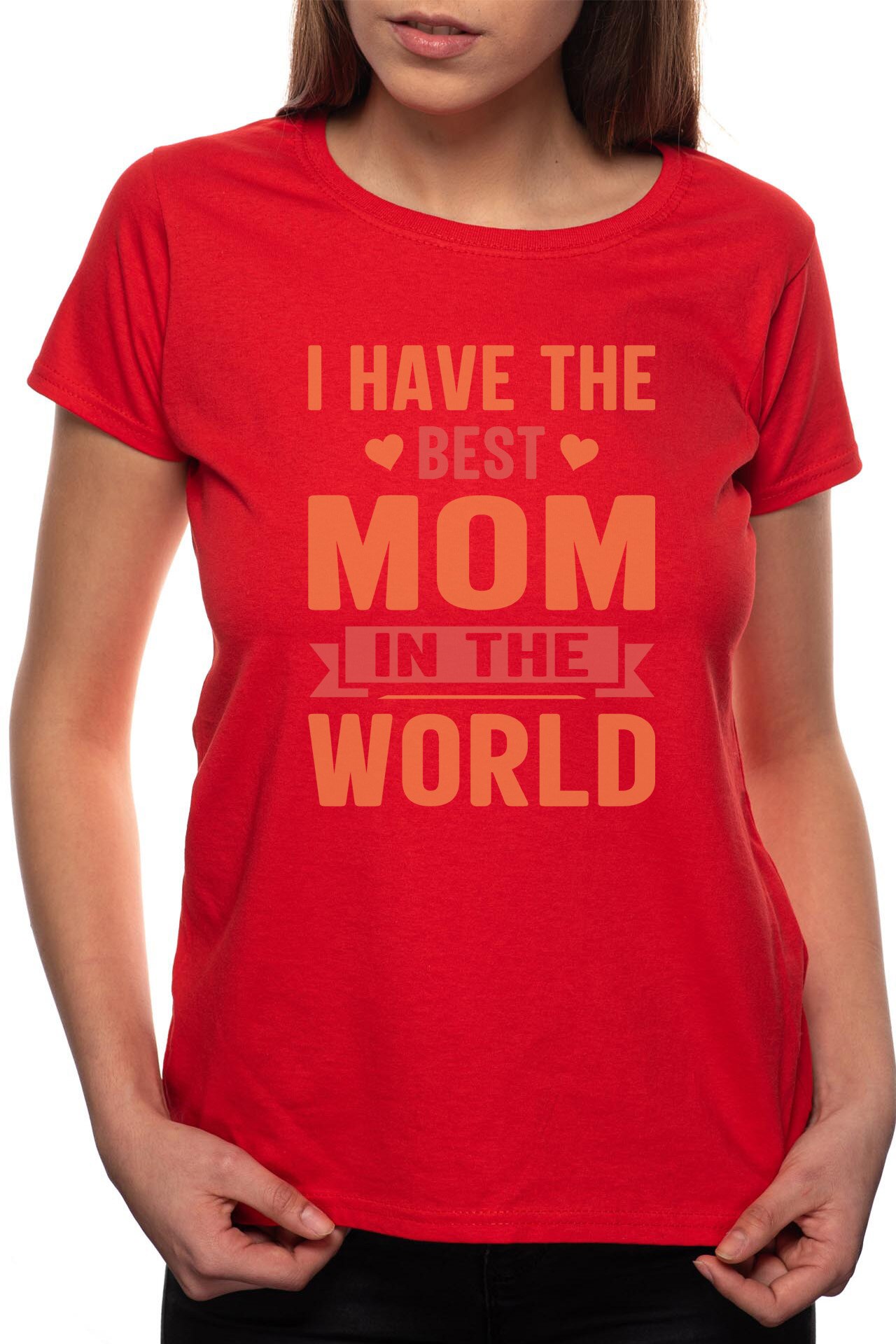 Tricou dama, Best Mom, 100% Bumbac, P288, Rosu