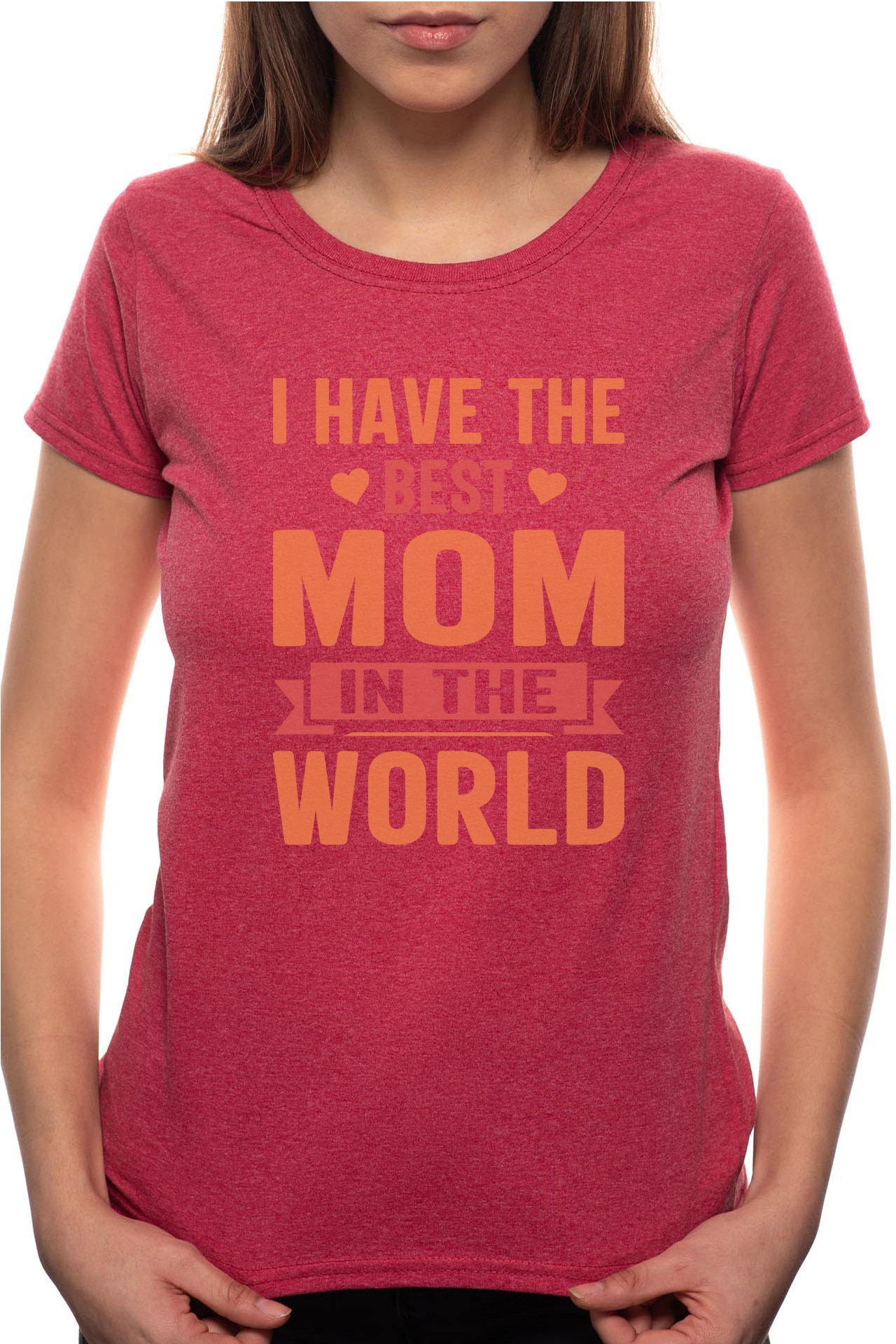 Tricou dama, Best Mom, 100% Bumbac, P288, Rosu Bordeaux