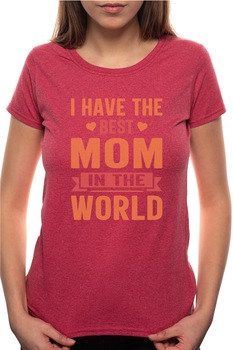 Tricou dama, Best Mom, 100% Bumbac, P288, Rosu Bordeaux Tricou dama, Best Mom, 100% Bumbac, P288, Rosu Bordeaux