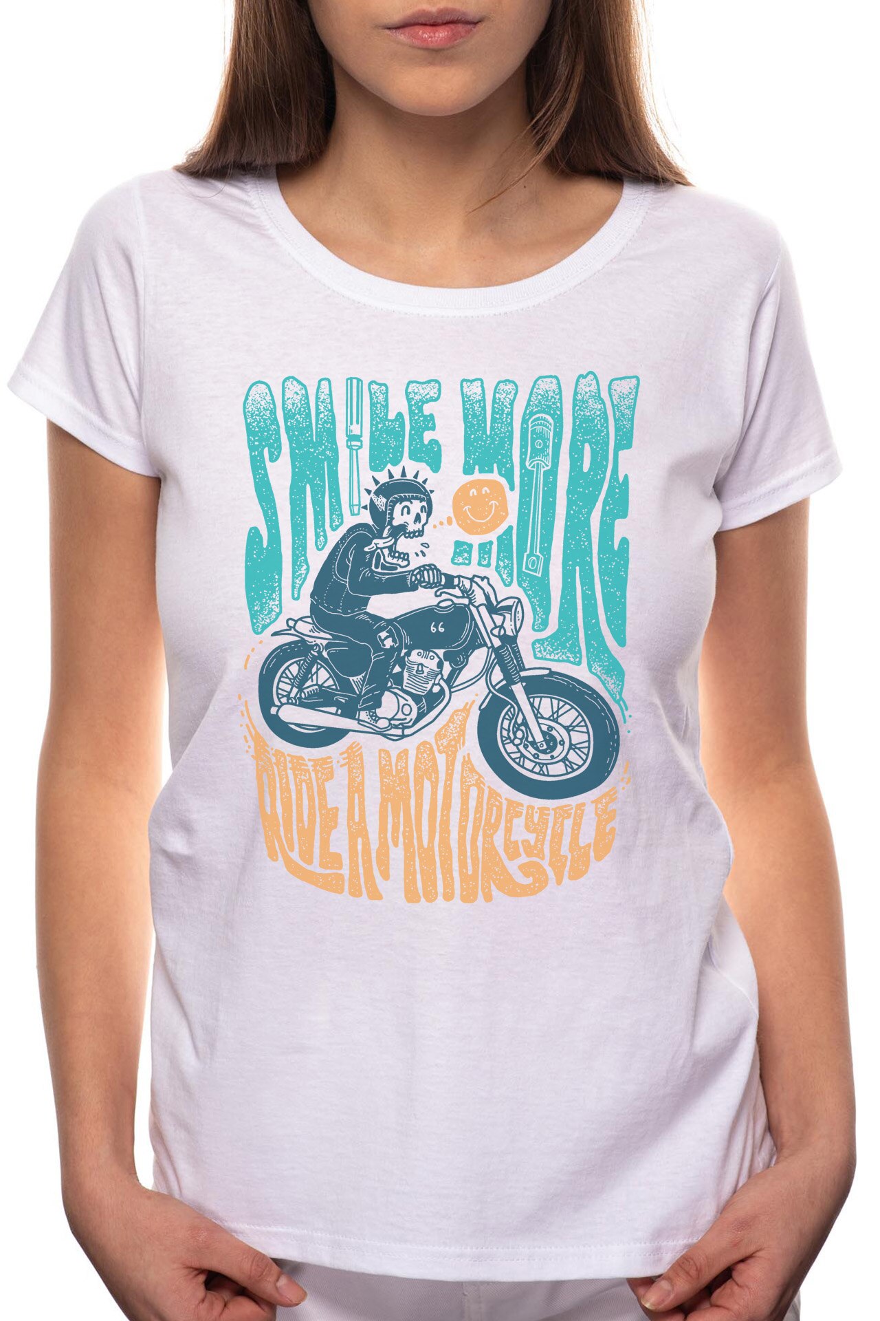 Tricou dama, Smile More, 100% Bumbac, W295, Alb