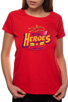 Tricou dama, Heroes, 100% Bumbac, P293, Rosu Tricou dama, Heroes, 100% Bumbac, P293, Rosu