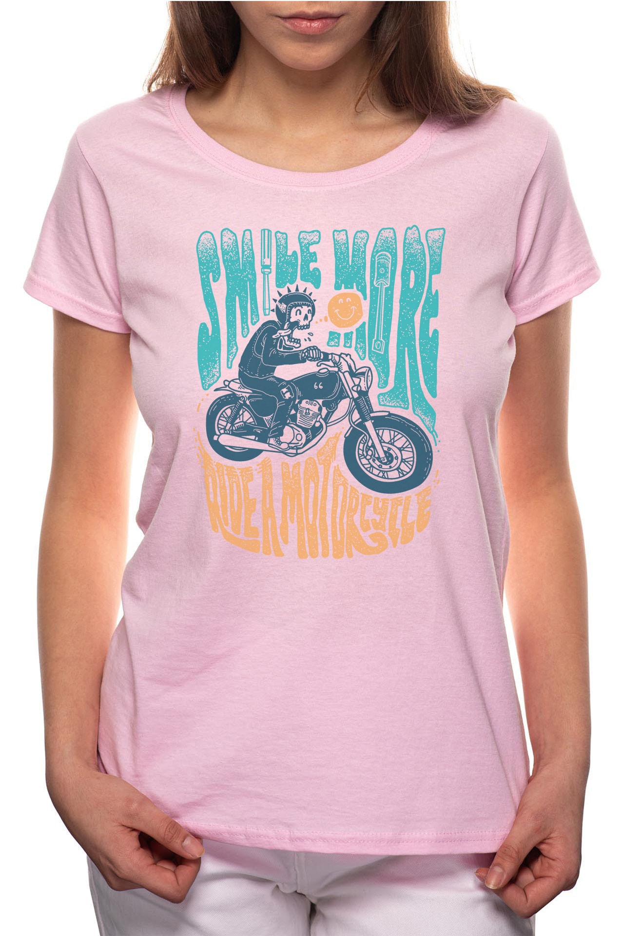 Tricou dama, Smile More, 100% Bumbac, W295, Roz