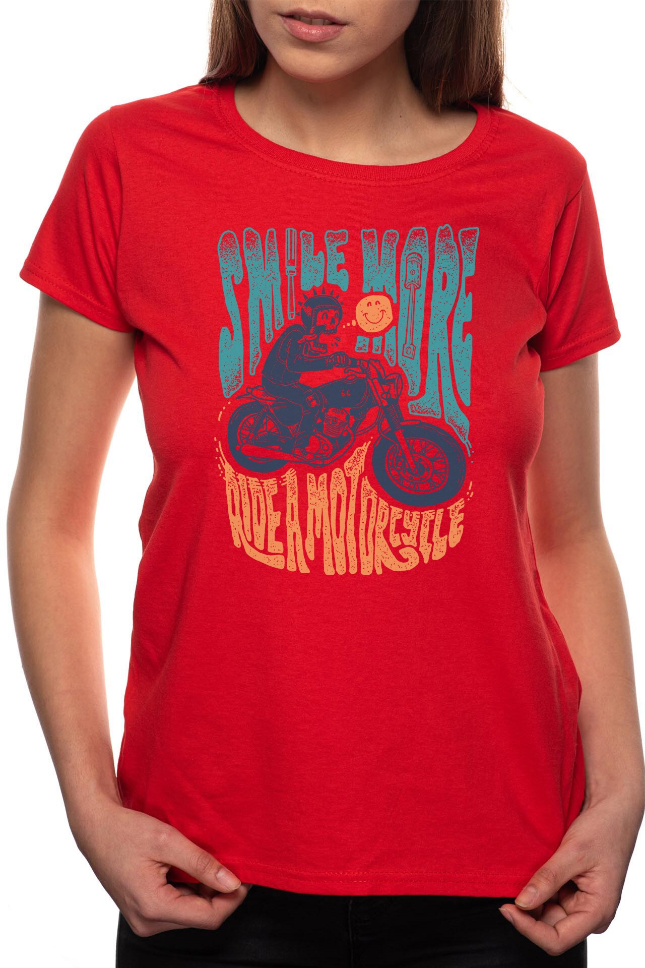 Tricou dama, Smile More, 100% Bumbac, W295, Rosu