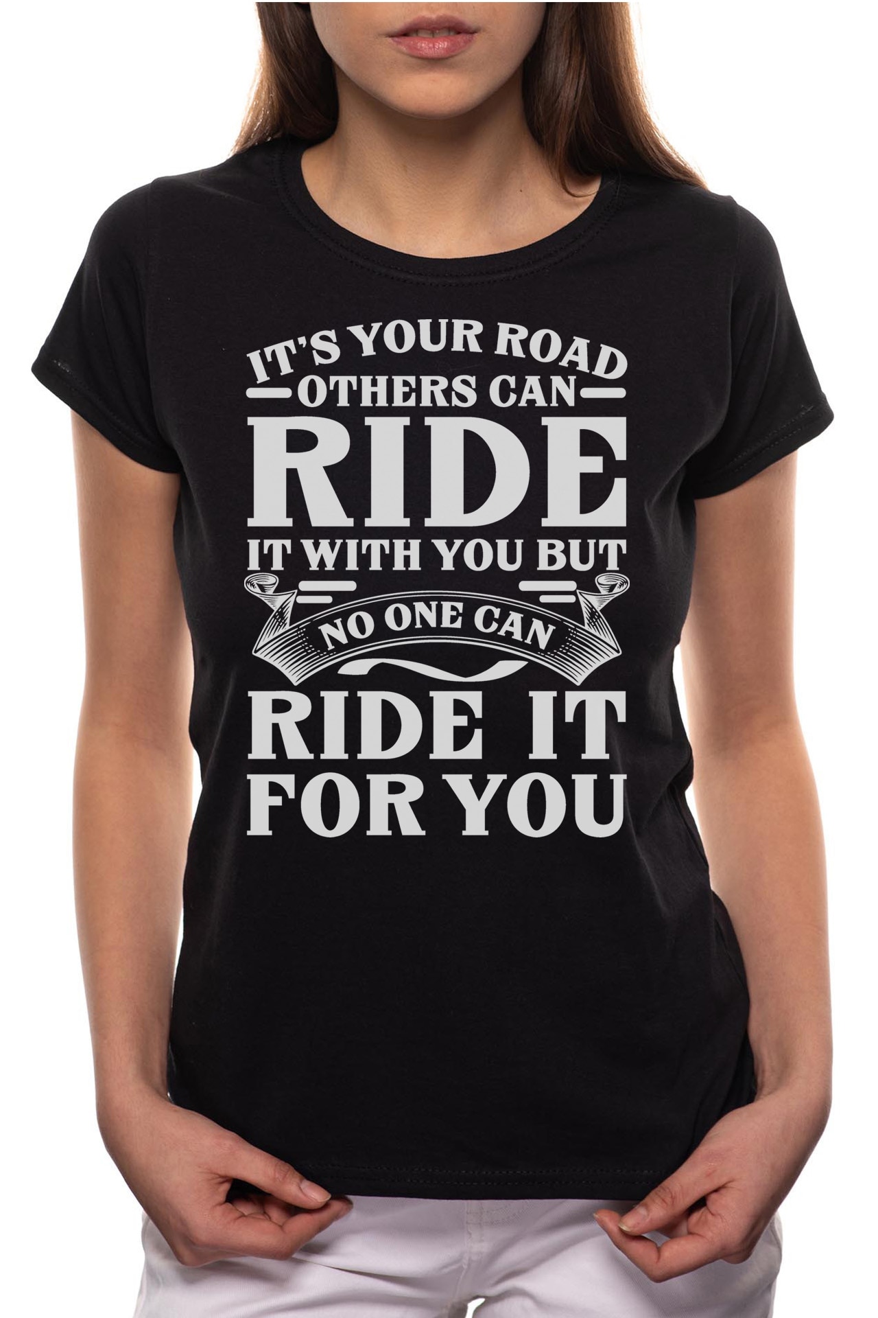 Tricou dama, Ride It, 100% Bumbac, W294, Negru