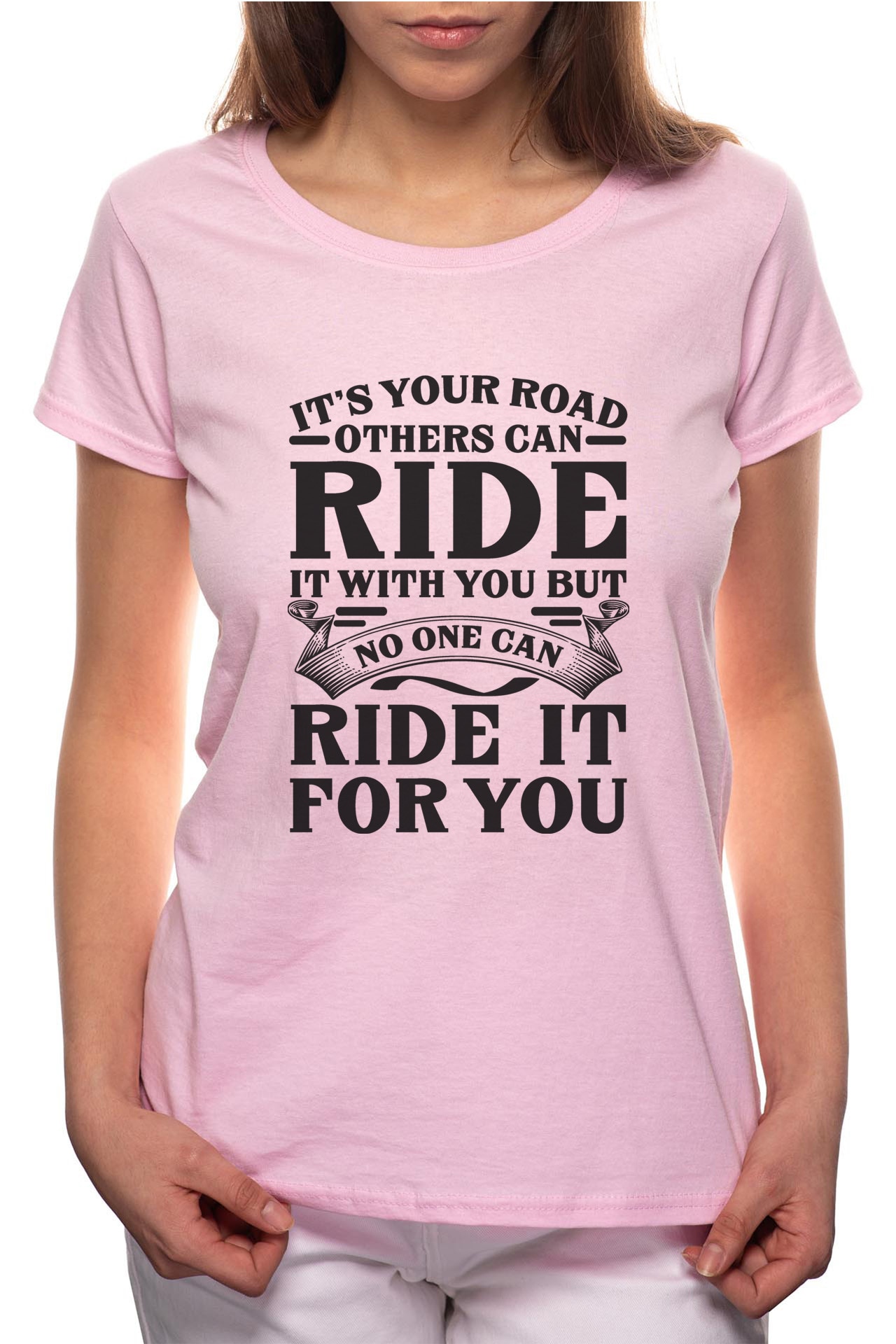 Tricou dama, Ride It, 100% Bumbac, W294, Roz