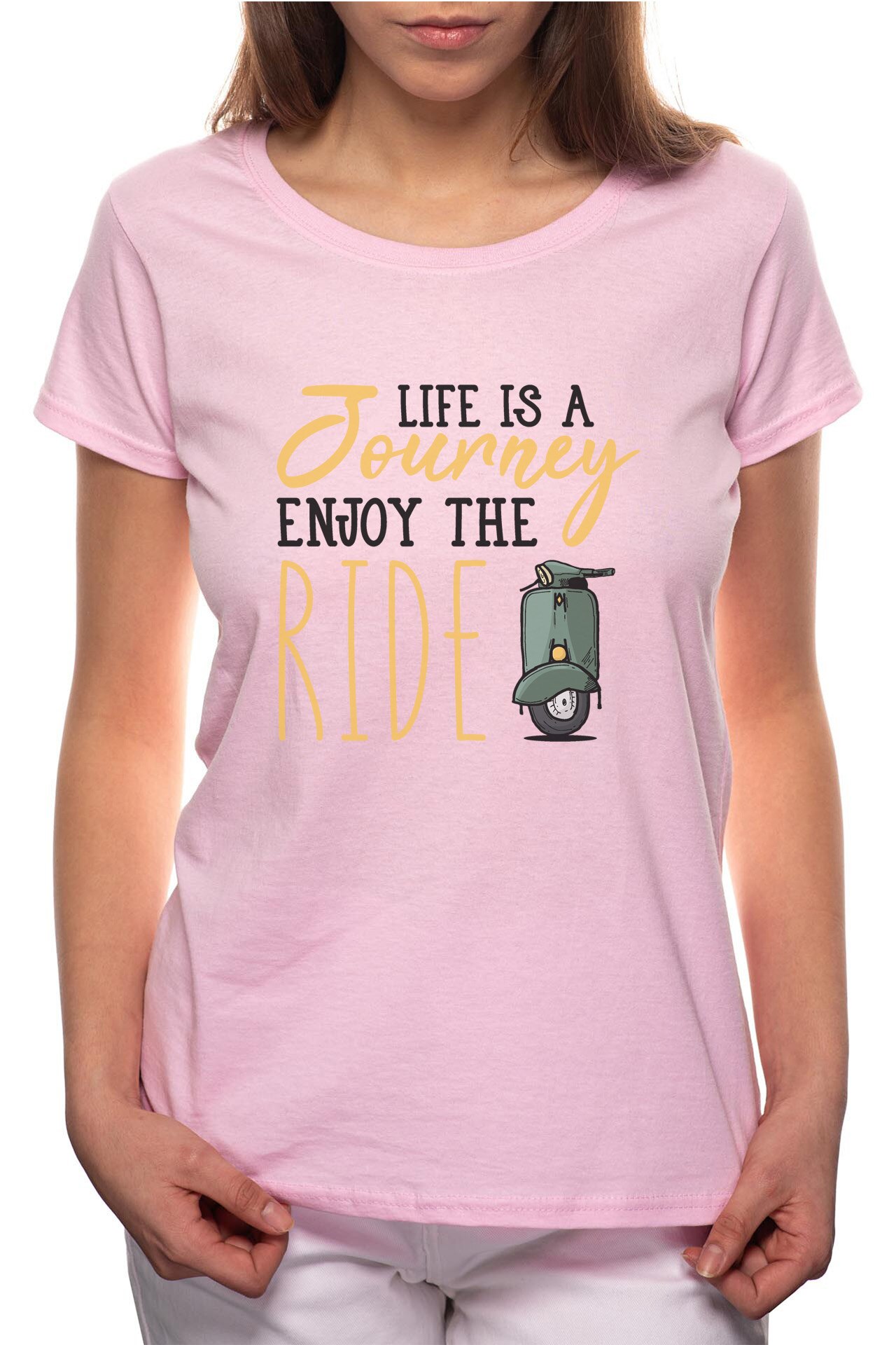 Tricou dama, Life Is A Journey, 100% Bumbac, R298, Roz