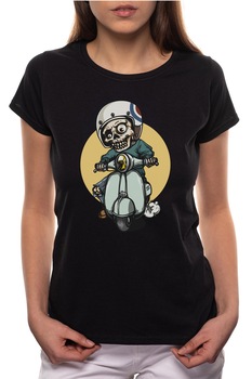 Tricou dama, Biker Skeleton, 100% Bumbac, B297, Negru Tricou dama, Biker Skeleton, 100% Bumbac, B297, Negru