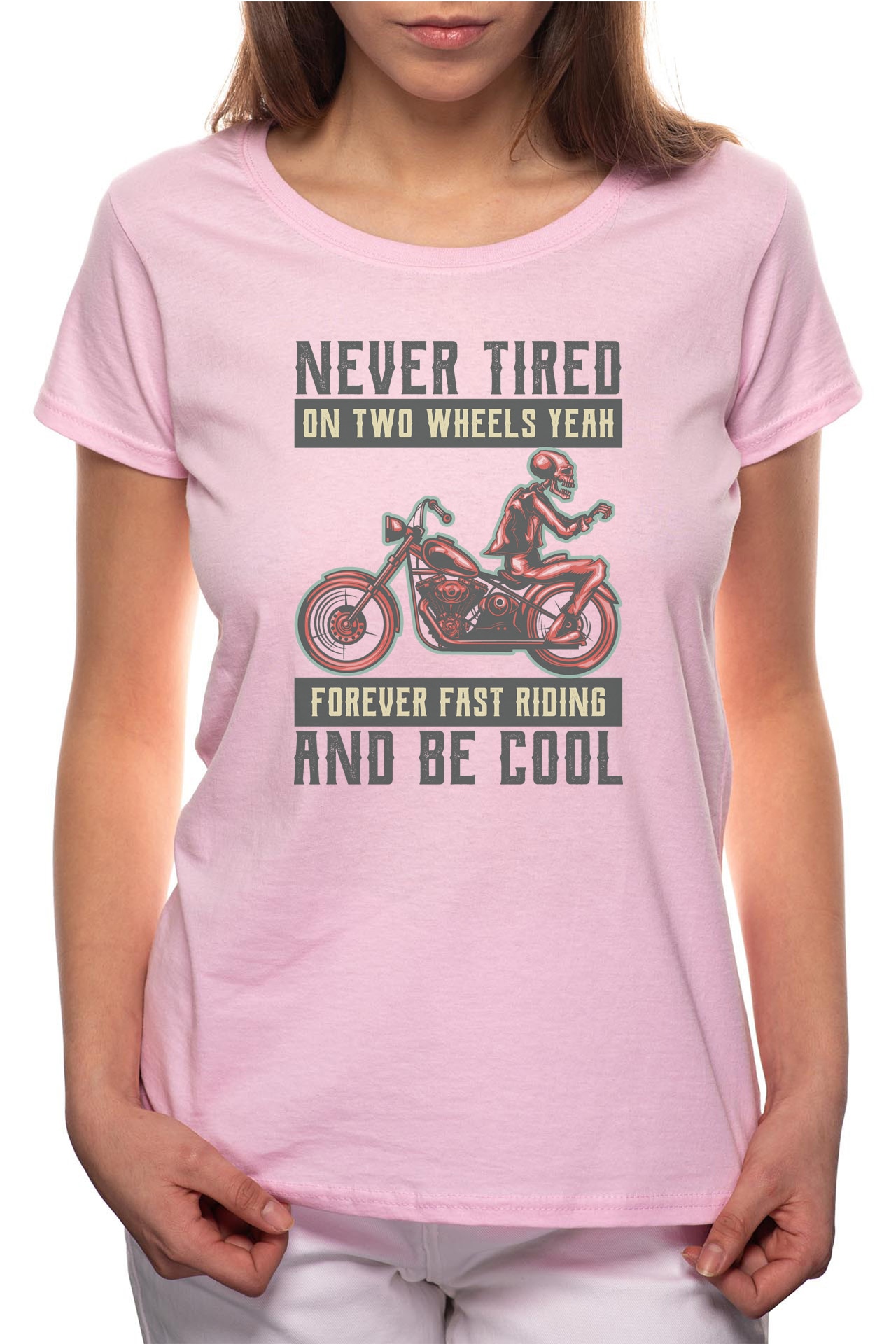 Tricou dama, Never Tired, 100% Bumbac, B299, Roz
