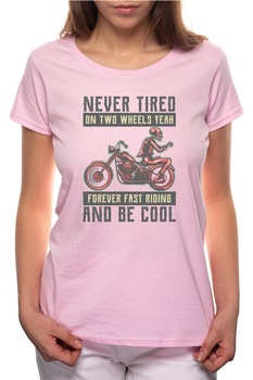 Tricou dama, Never Tired, 100% Bumbac, B299, Roz Tricou dama, Never Tired, 100% Bumbac, B299, Roz