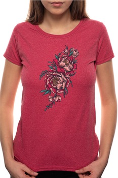 Tricou dama, Rose, 100% Bumbac, P304, Rosu Bordeaux Tricou dama, Rose, 100% Bumbac, P304, Rosu Bordeaux