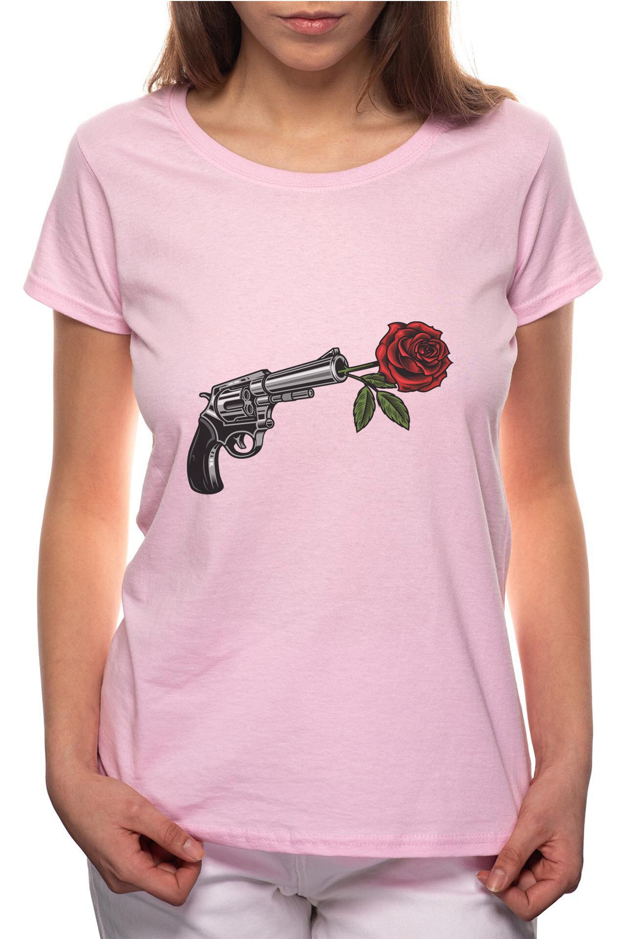 Tricou dama, Rose Weapon, 100% Bumbac, B305, Roz