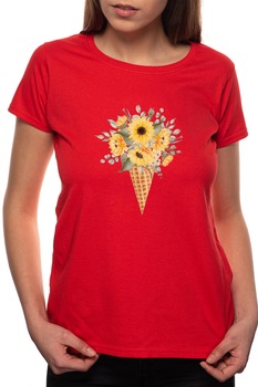 Tricou dama, Sunflower Ice Cream, 100% Bumbac, B308, Rosu Tricou dama, Sunflower Ice Cream, 100% Bumbac, B308, Rosu
