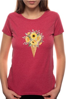 Tricou dama, Sunflower Ice Cream, 100% Bumbac, B308, Rosu Bordeaux Tricou dama, Sunflower Ice Cream, 100% Bumbac, B308, Rosu Bordeaux