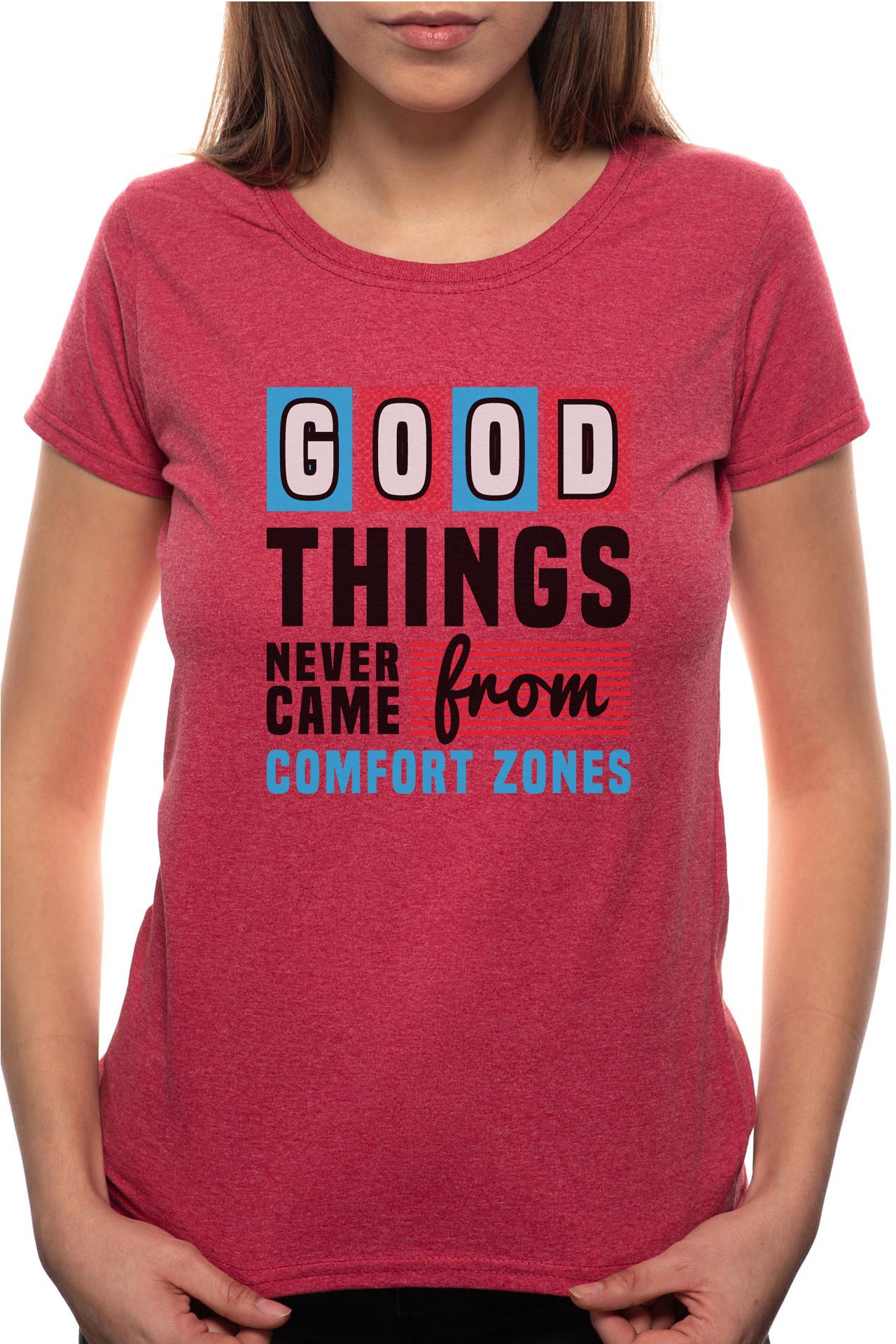 Tricou dama, Good Things, 100% Bumbac, B310, Rosu Bordeaux