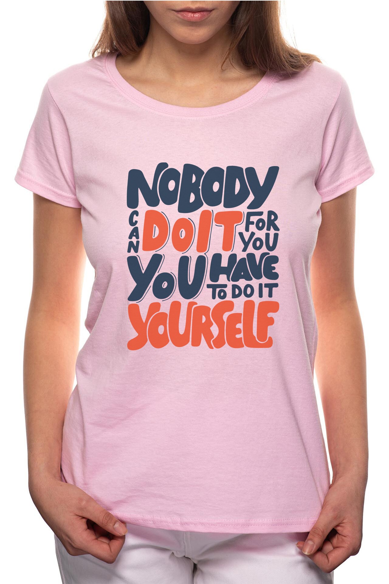 Tricou dama, Do It Yourself, 100% Bumbac, BR314, Roz