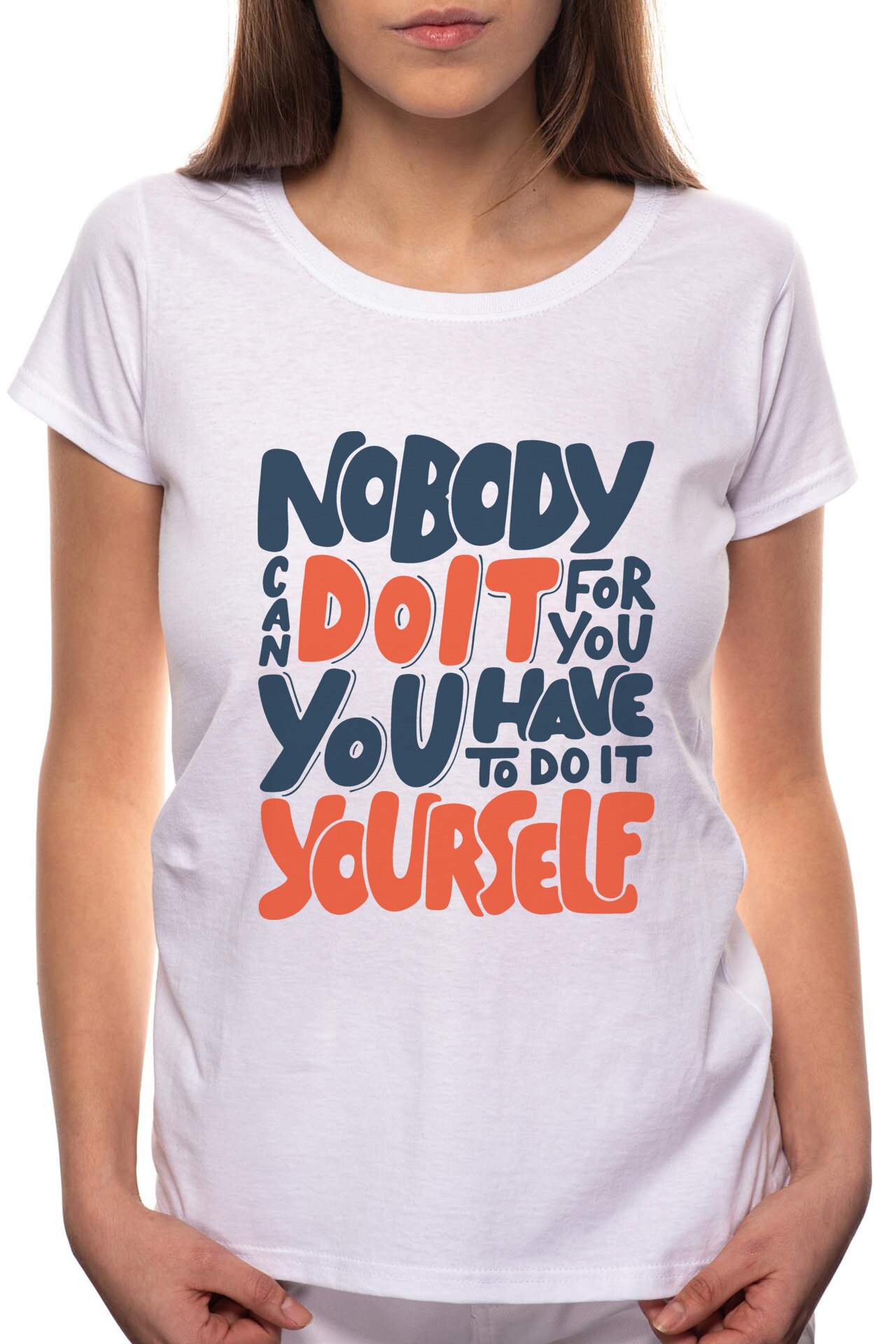 Tricou dama, Do It Yourself, 100% Bumbac, BR314, Alb