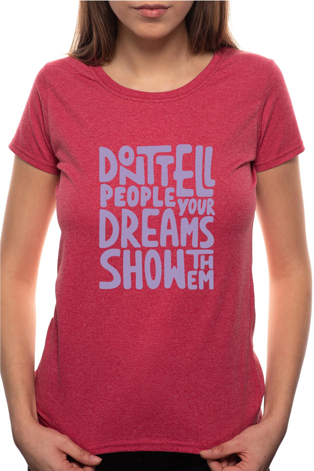 Tricou dama, Snow Your Dreams, 100% Bumbac, P315, Rosu Bordeaux