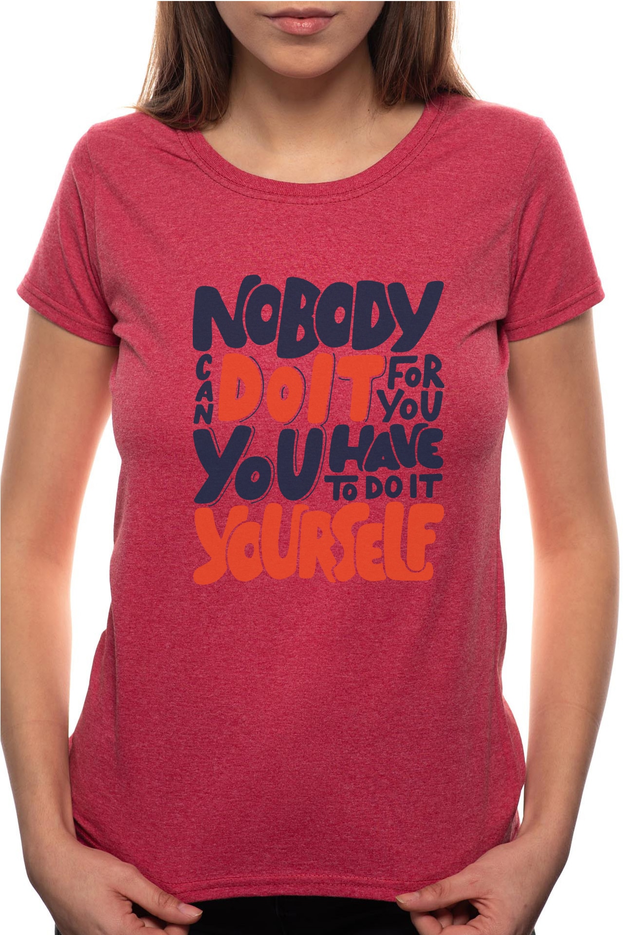 Tricou dama, Do It Yourself, 100% Bumbac, BR314, Rosu Bordeaux