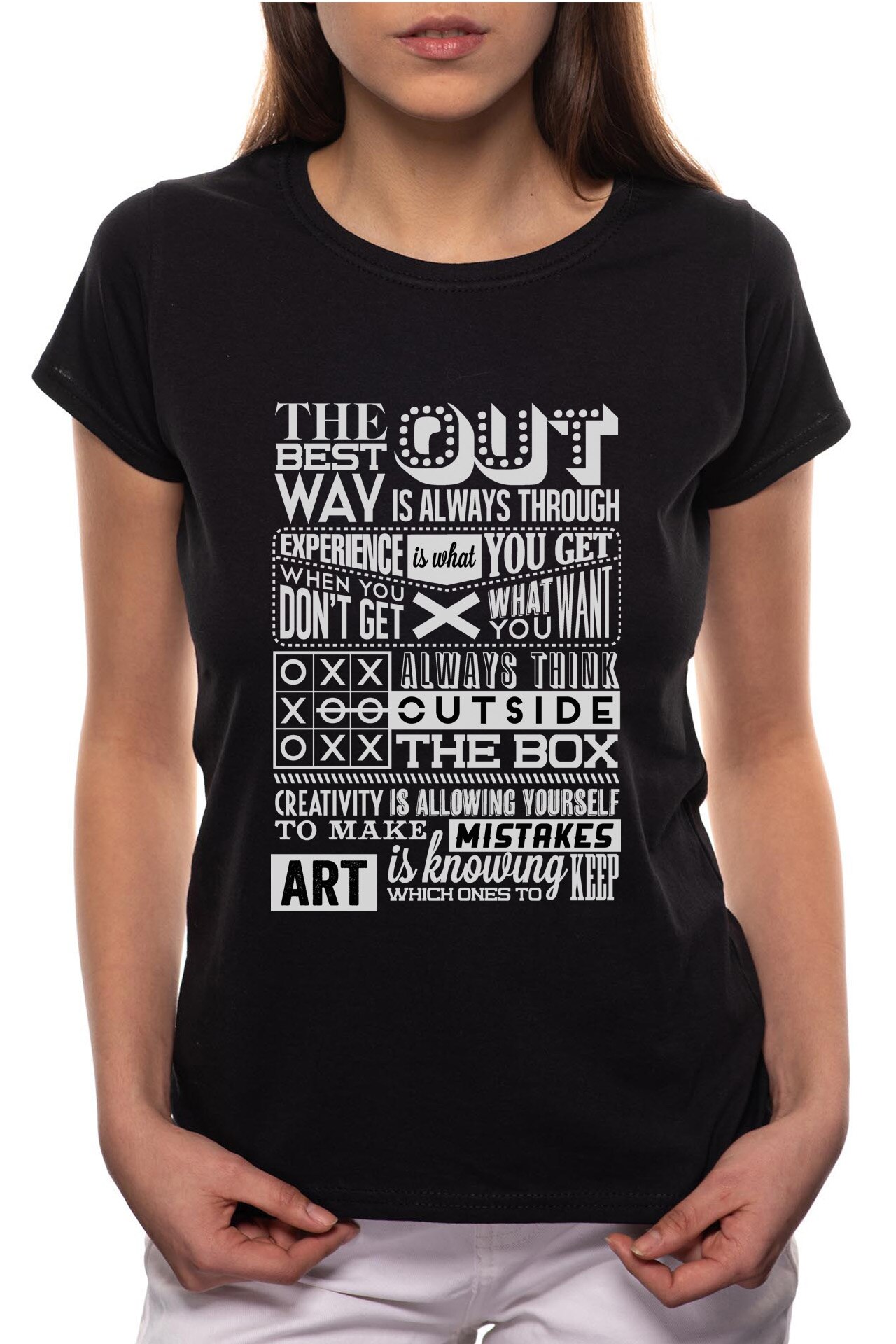 Tricou dama, Positive Think, 100% Bumbac, BR317, Negru