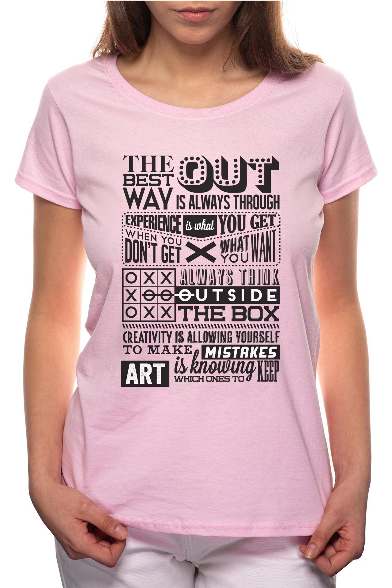 Tricou dama, Positive Think, 100% Bumbac, BR317, Roz