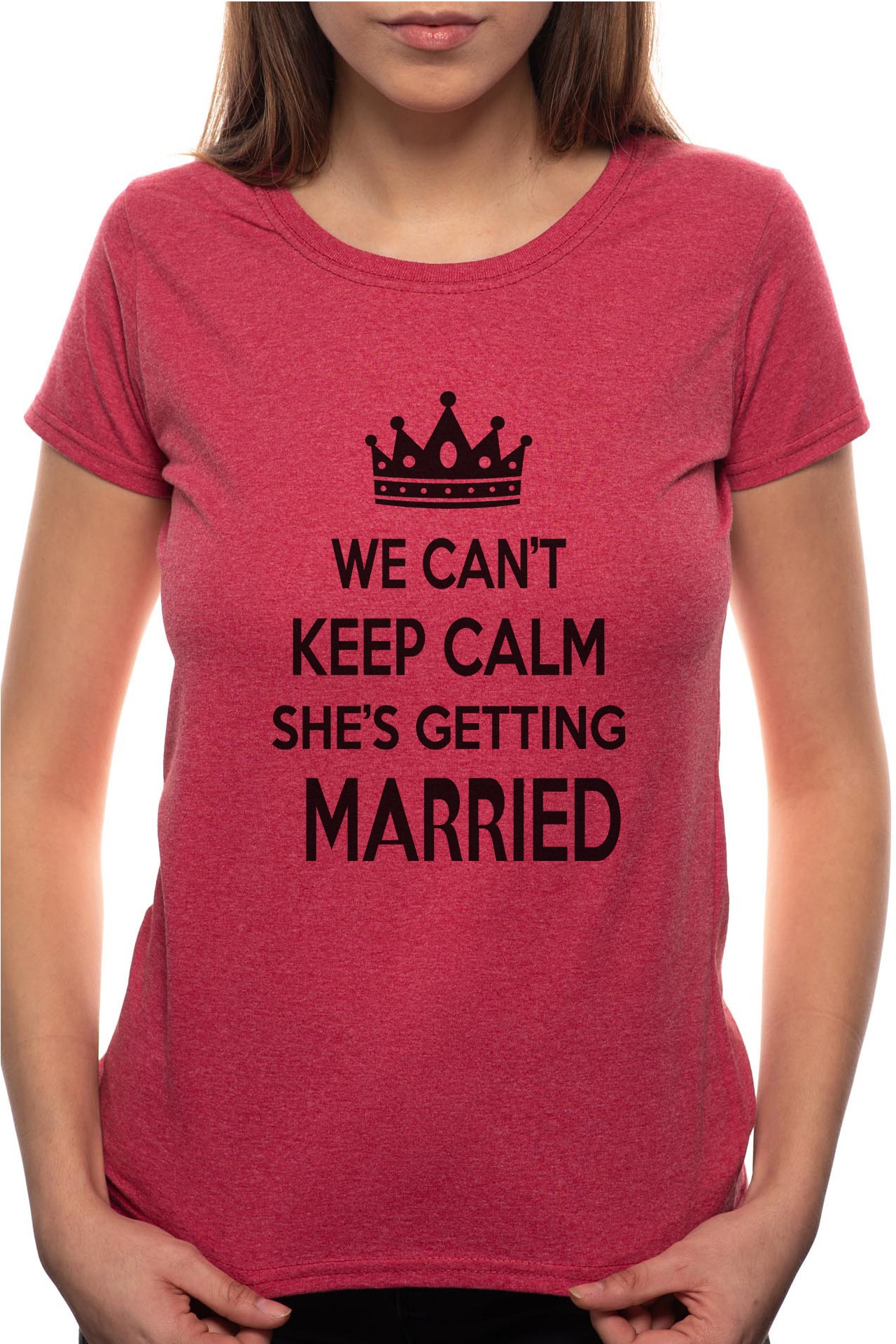 Tricou dama, Getting Married, 100% Bumbac, W318, Rosu Bordeaux