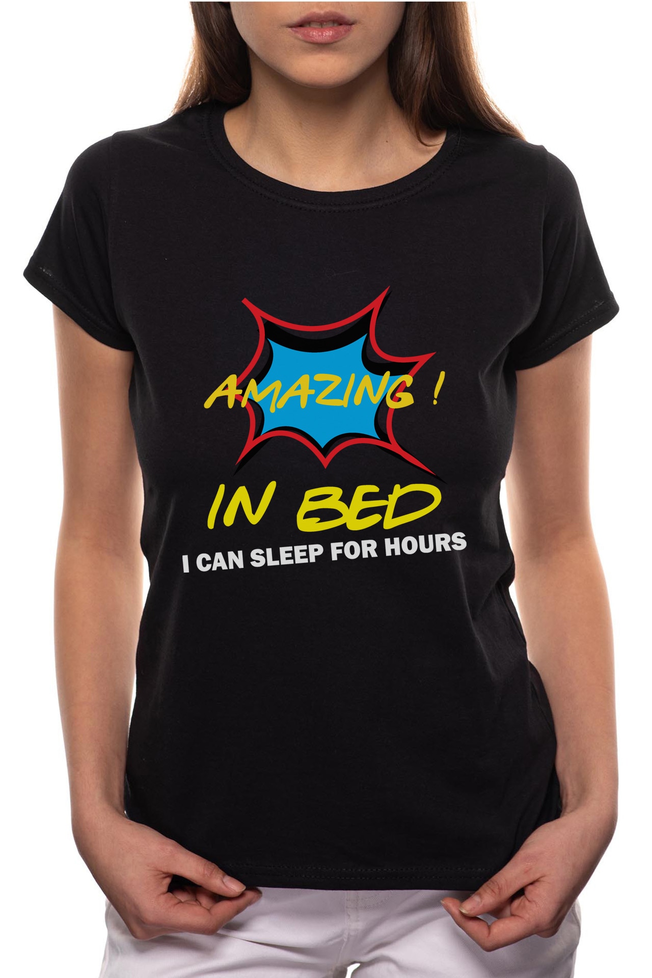 Tricou dama, Amazing In Bed, 100% Bumbac, P325, Negru