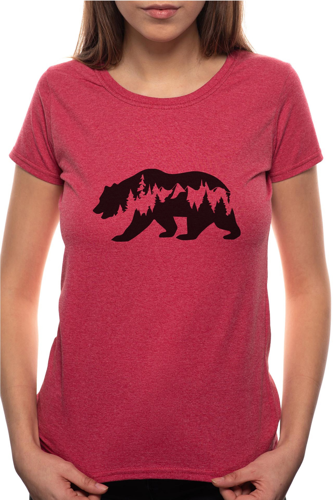 Tricou dama, Bear, 100% Bumbac, BR333, Rosu Bordeaux